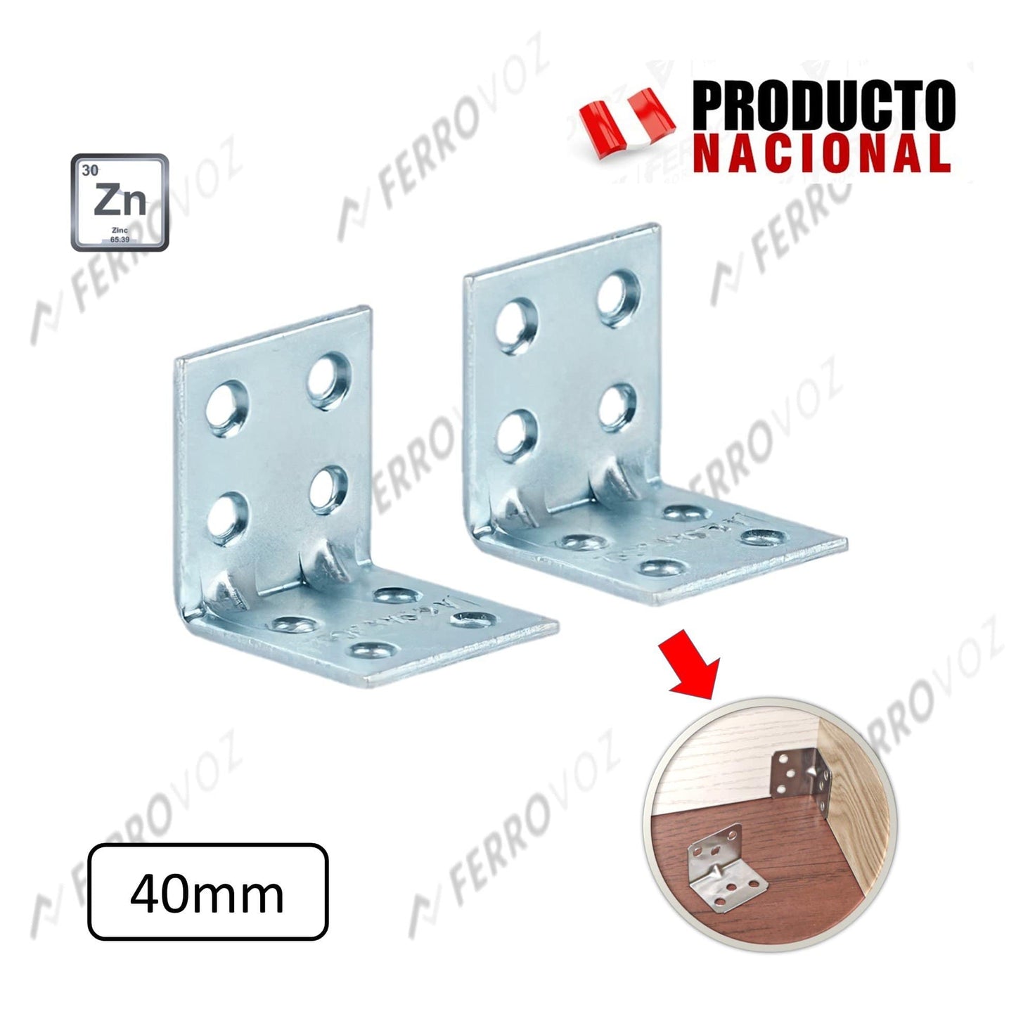 ANGULO DOBLE METAL 40MM (NO INC. TORNILLOS)