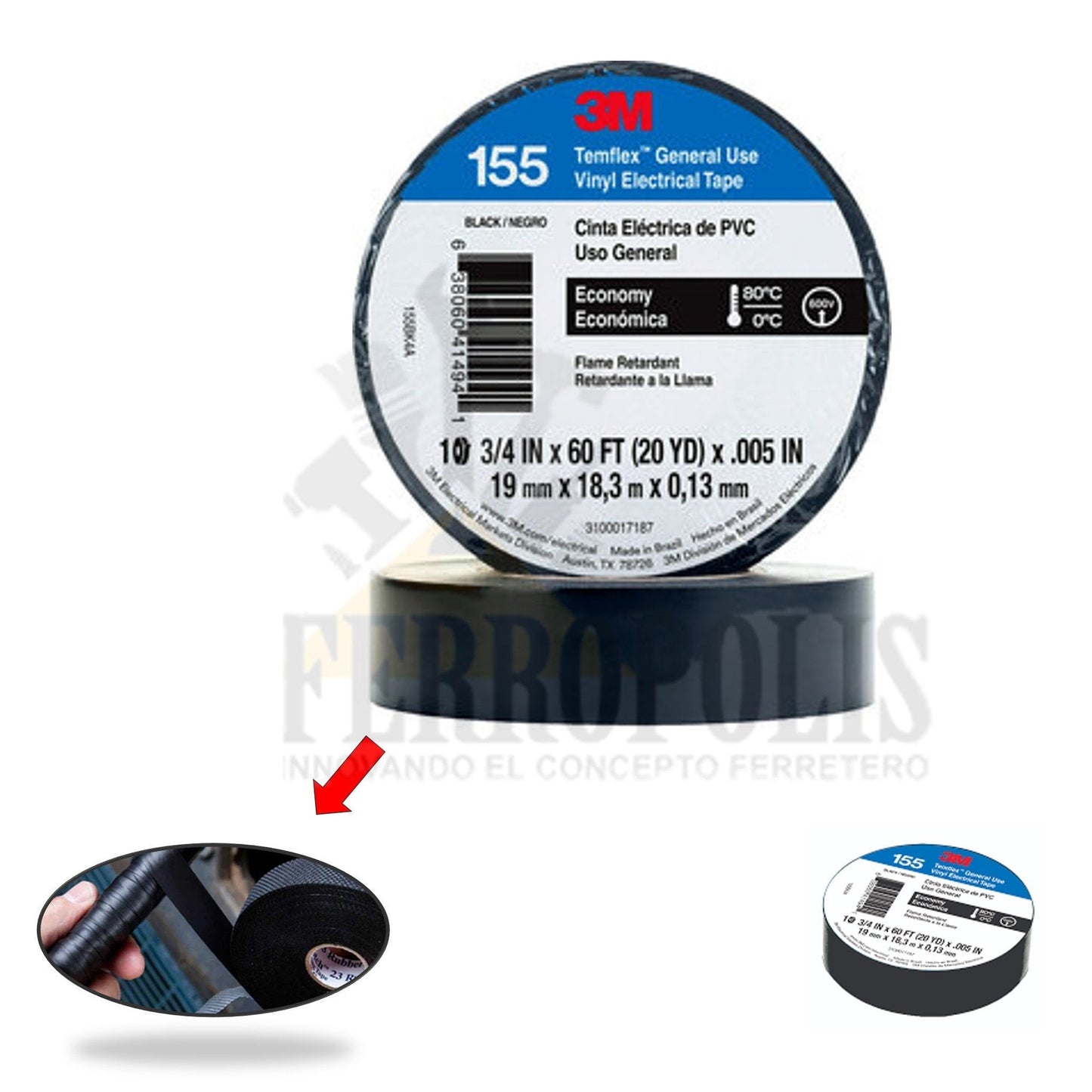 CINTA AISLANTE 3/4" X 18,3 MT "155 3M"
