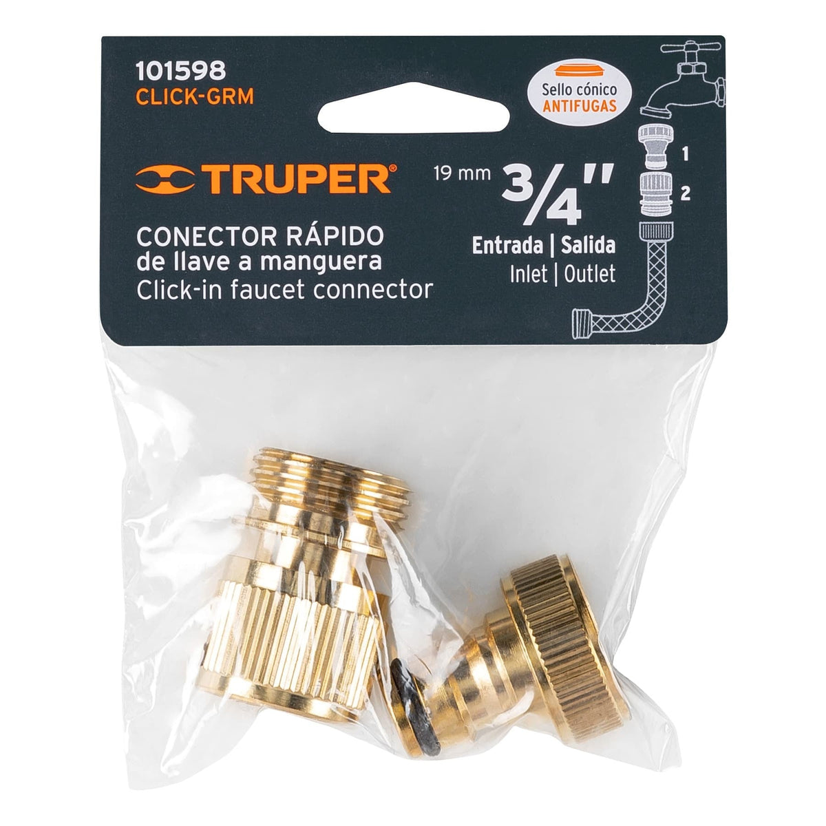 KIT CONECTOR RAPIDO 2 PIEZAS ABS 3/4" AGUA BRONCE "TRUPER"