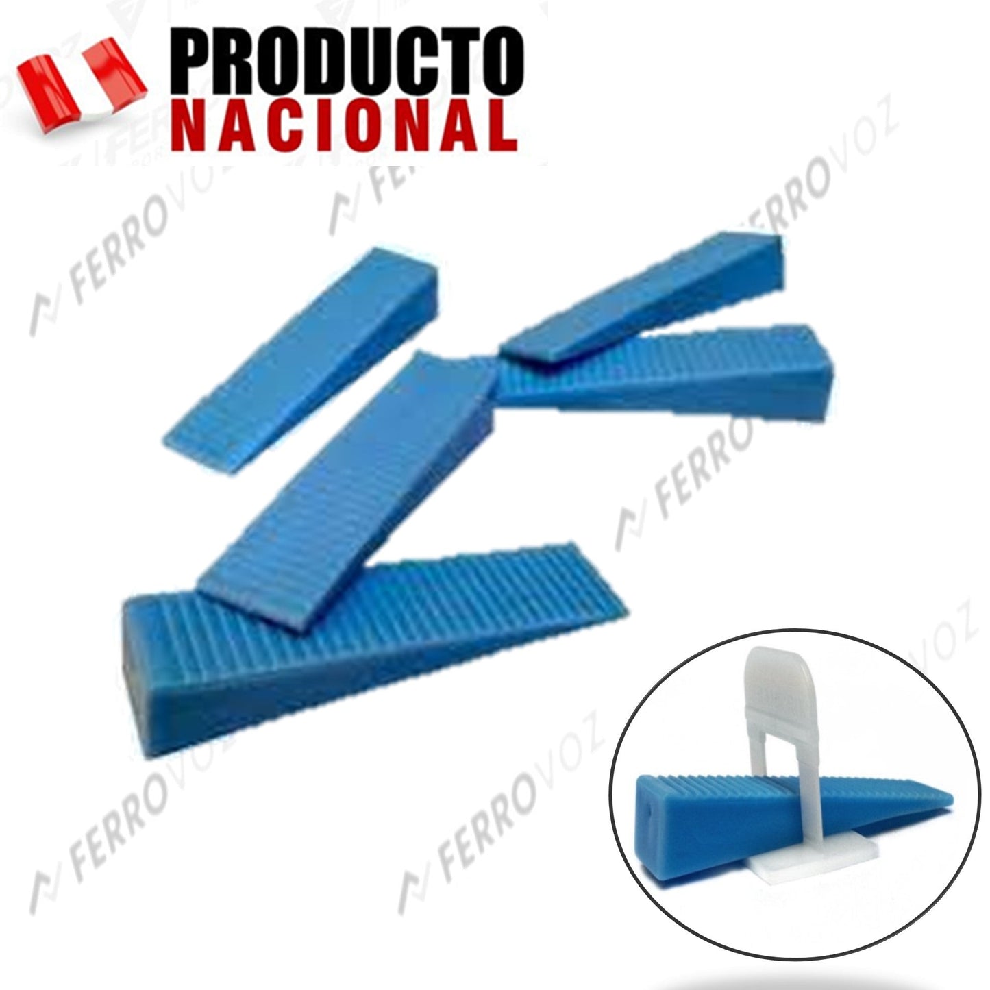 CUÑA NIVELADOR MAYOLICA AZUL/ROJO (370gr = 100PCS)