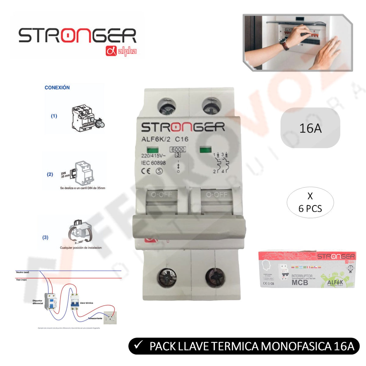 LLAVE TERMICA MONOFASICA 16A "STRONGER ALFA"