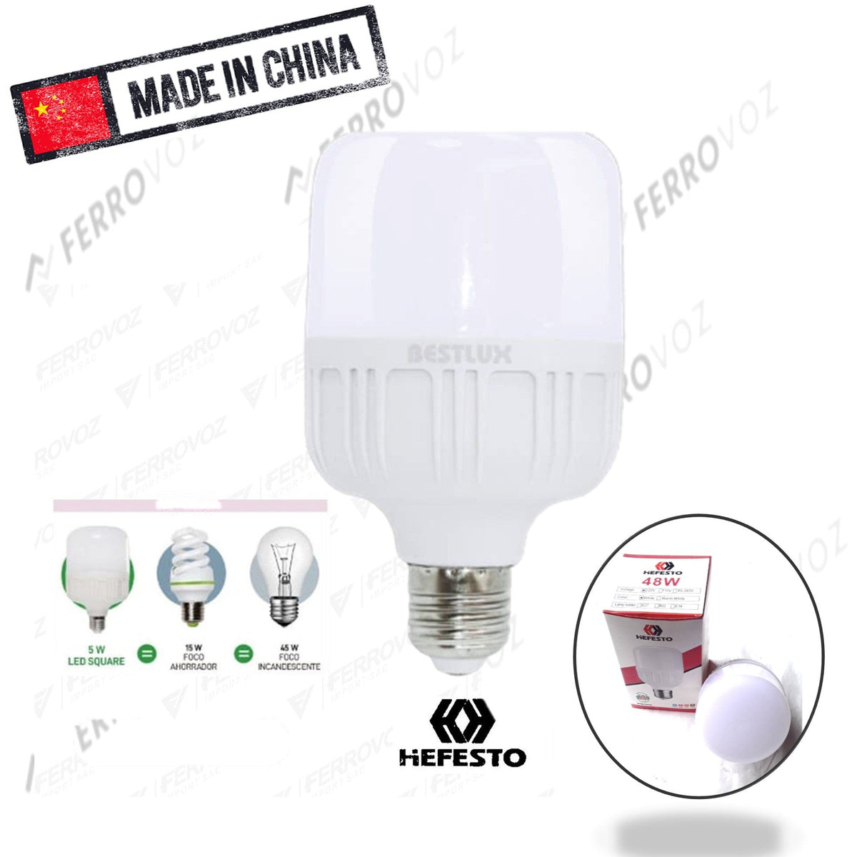FOCO LED BOTELLA BLANCA 100W "COMERCIAL"