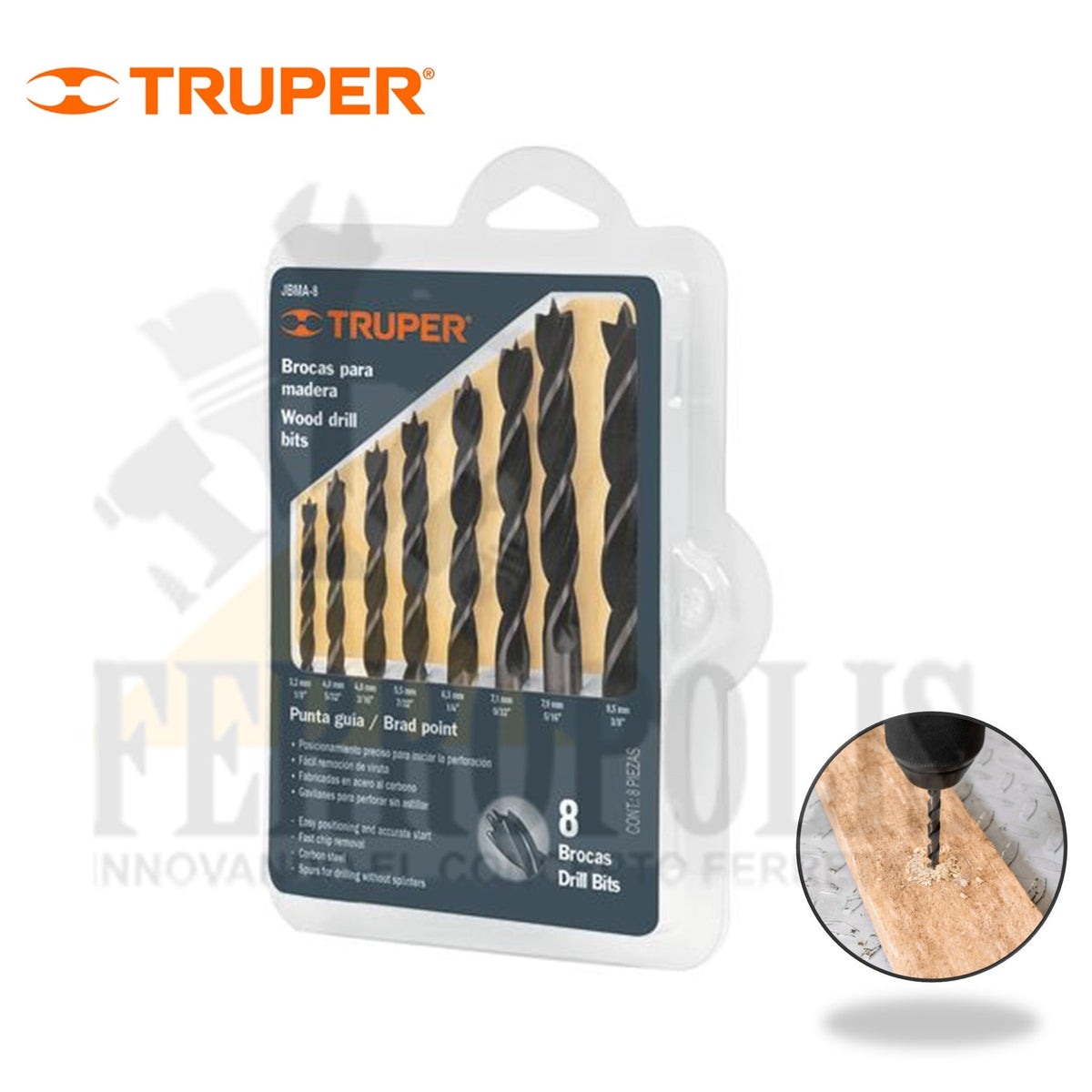 JUEGO BROCAS MADERA 8PCS "TRUPER"