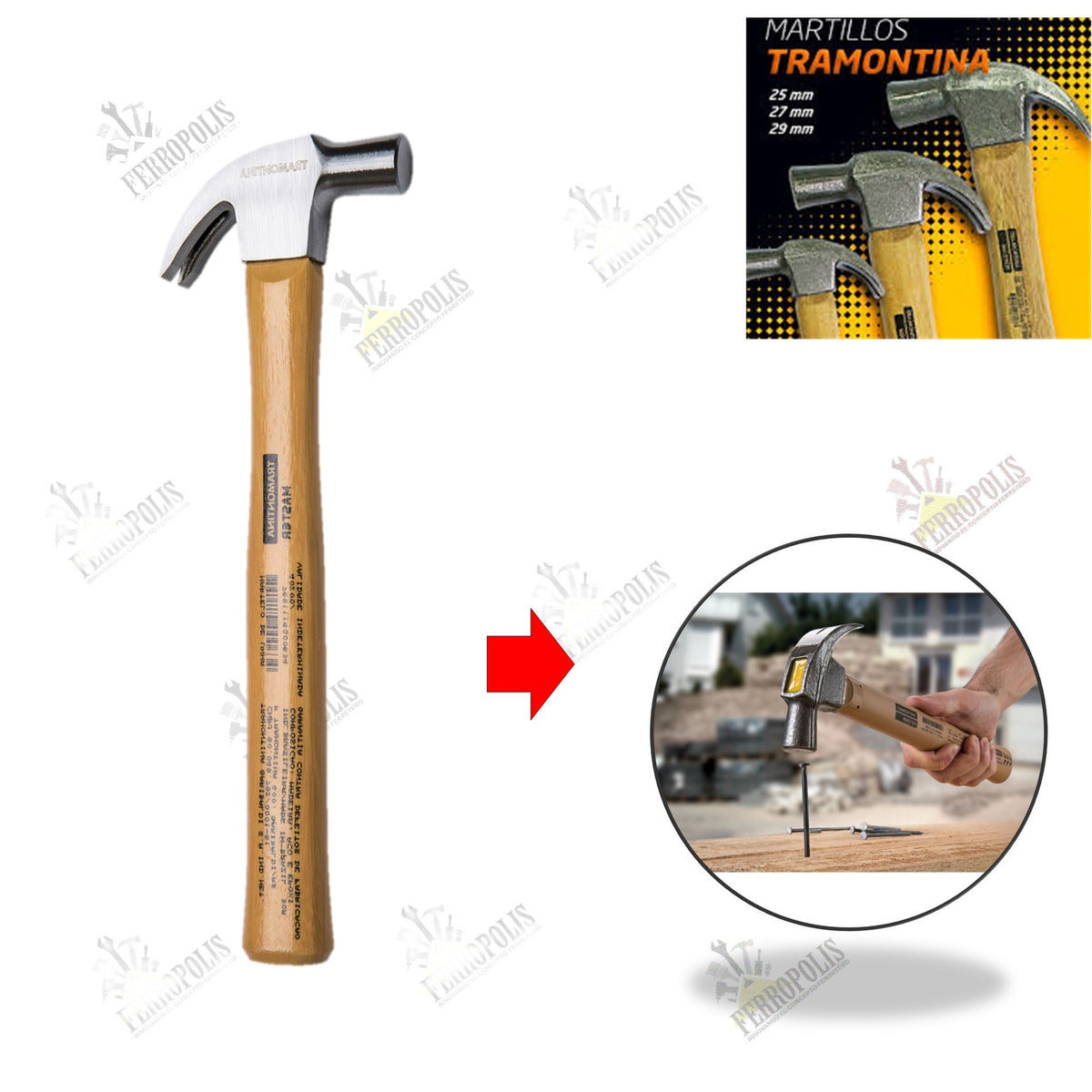 MARTILLO MADERA 29MM "TRAMONTINA"
