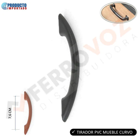 TIRADOR PVC MUEBLE CURVO NEGRO INC. TORNILLOS