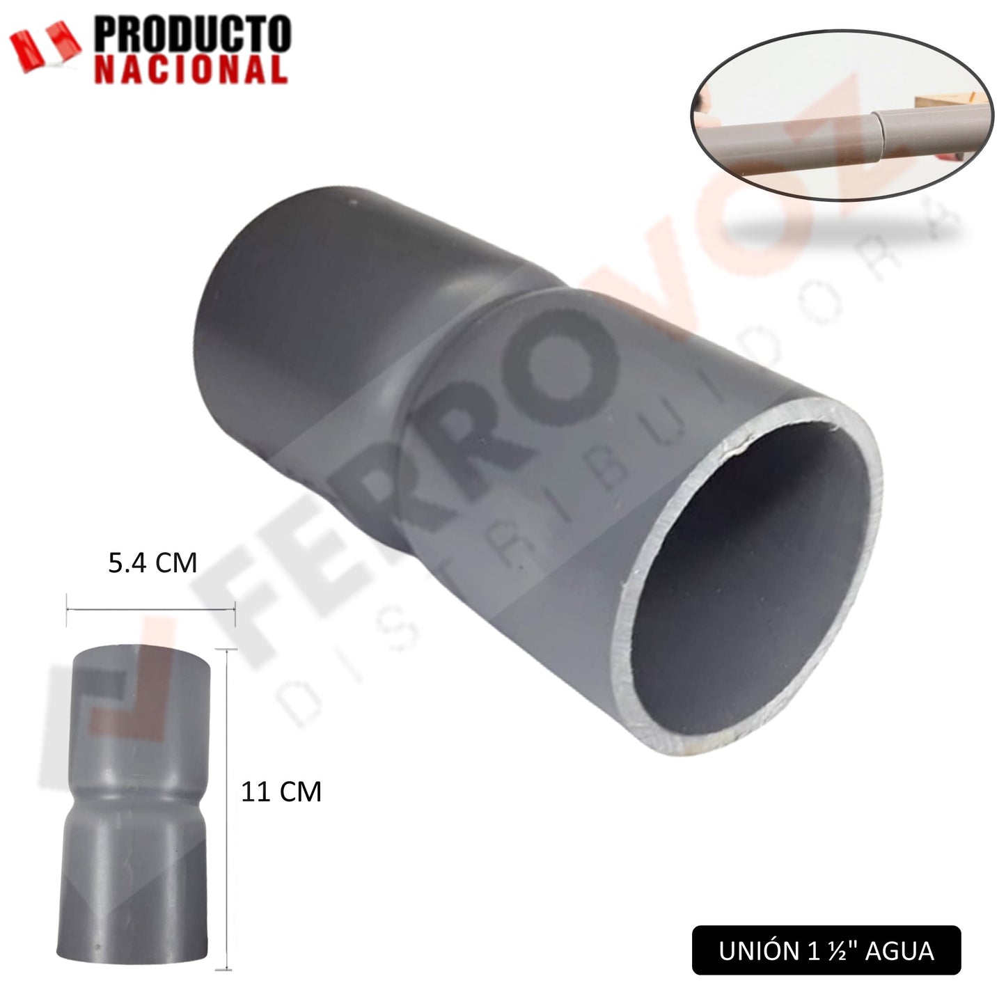 UNION AGUA PVC TUBO 1 1/2" S/R