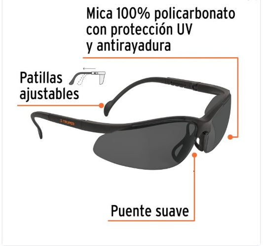 LENTE SEGURIDAD DEPORTIVO AJUSTABLE "TRUPER"