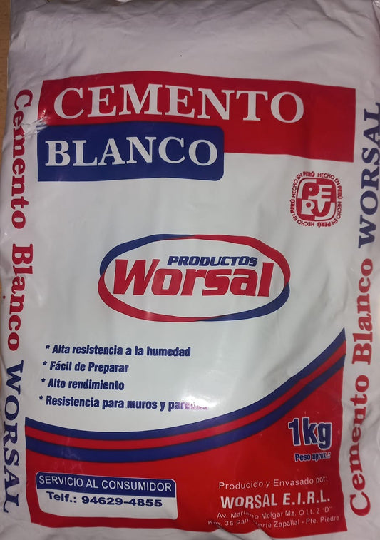 CEMENTO BLANCO 1KG "WORSAL"