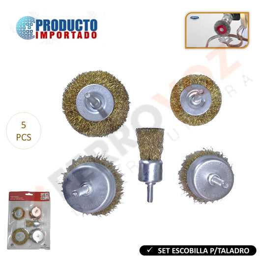JUEGO ESCOBILLAS TALADRO 5PZS