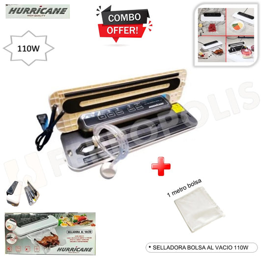 SELLADORA BOLSA AL VACIO 110W + 1 mt  BOLSA "HURRICANE"