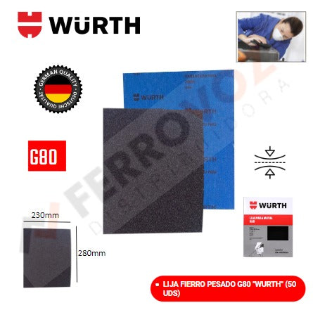 LIJA METAL PESADO G 80 ( X UND ) "WURTH"