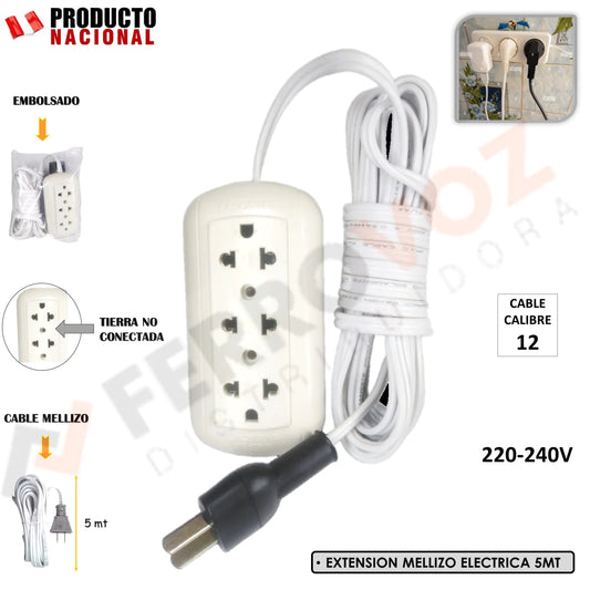 EXTENSION MELLIZO BLANCO 5 MT. CAL#12 "NACIONAL"