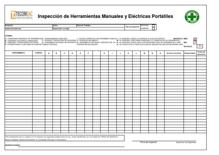 TARJETA CONTROL HERRAMIENTA Y EPP A3 (42 cm x 30 cm ) IMPRESION CARTOON PLASTIFICADO  FOLKOTE CAL. 14