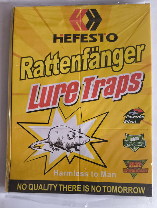 TRAMPA PEGA RATA LIBRO AMARILLO "HEFESTO" 21.2 CM X 16.2 CM