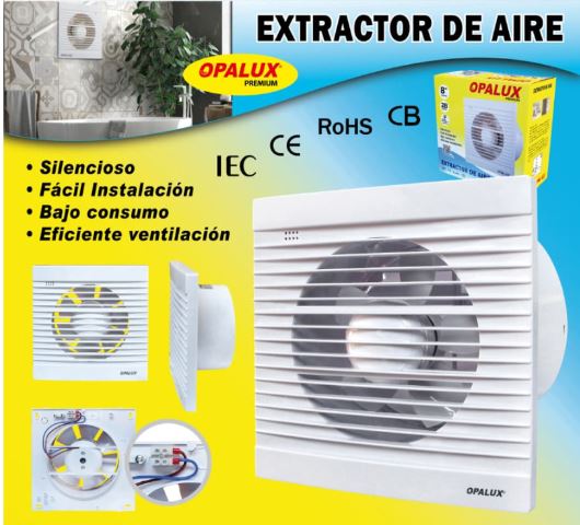 EXTRACTOR DE AIRE 6" 370 m3 x hora 28 W "OPALUX"