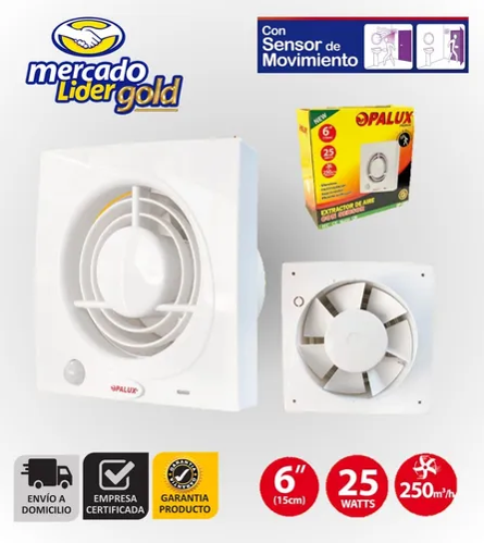 Extractor De Aire Potente C/ Sensor Movim 250 M2, 6puLG, 25w
