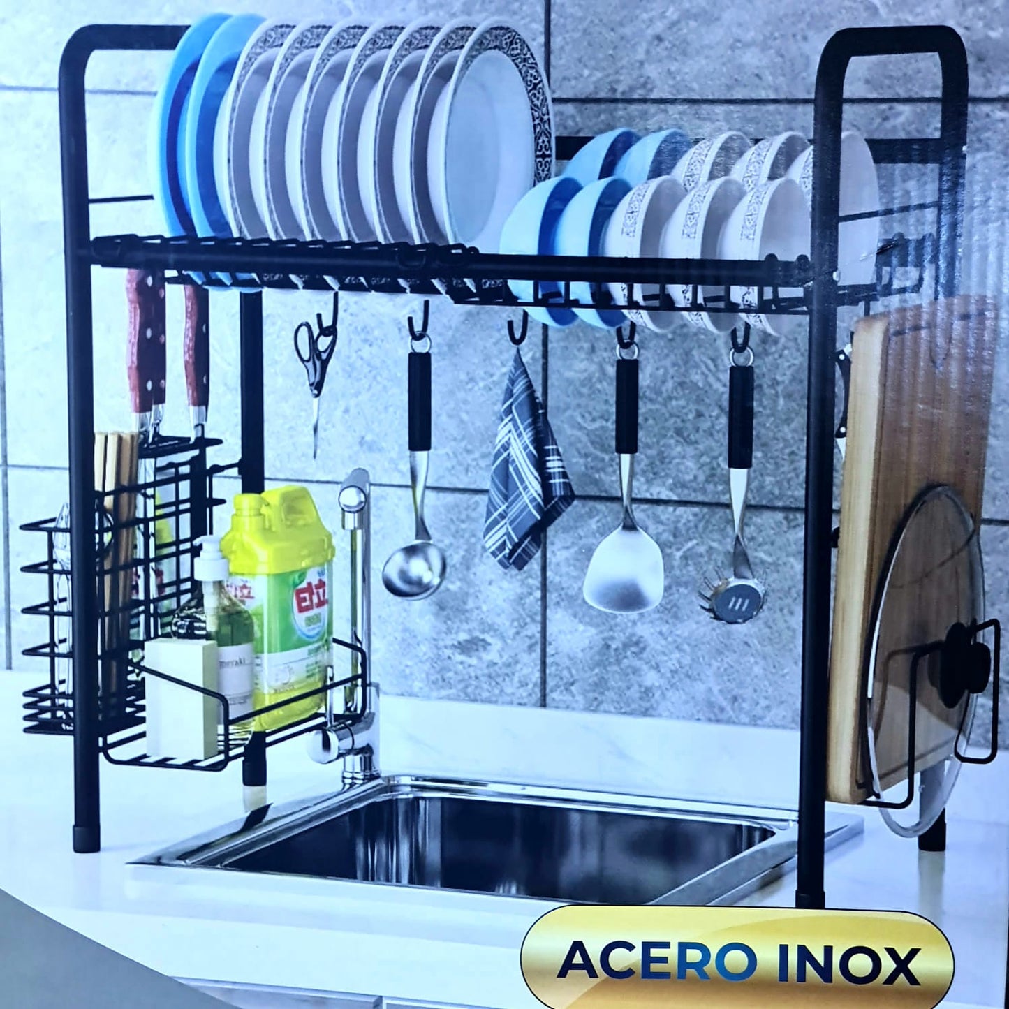 PORTA PLATO NEGRO ACERO.INOX  "VITTESSEPREMIUM"