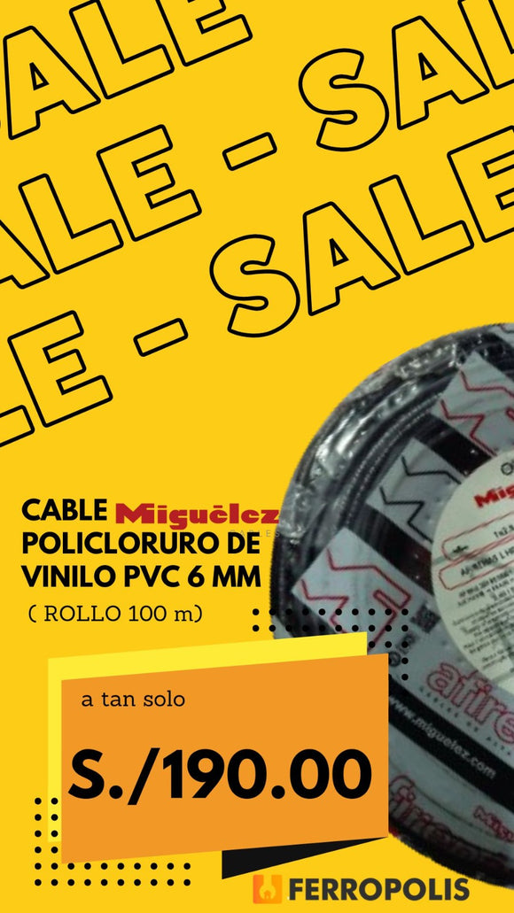 CABLE POLICLORURO DE VINILO PVC  6 mm ( ROLLO 100 m)