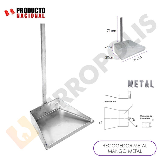 RECOGEDOR METAL MANGO METAL