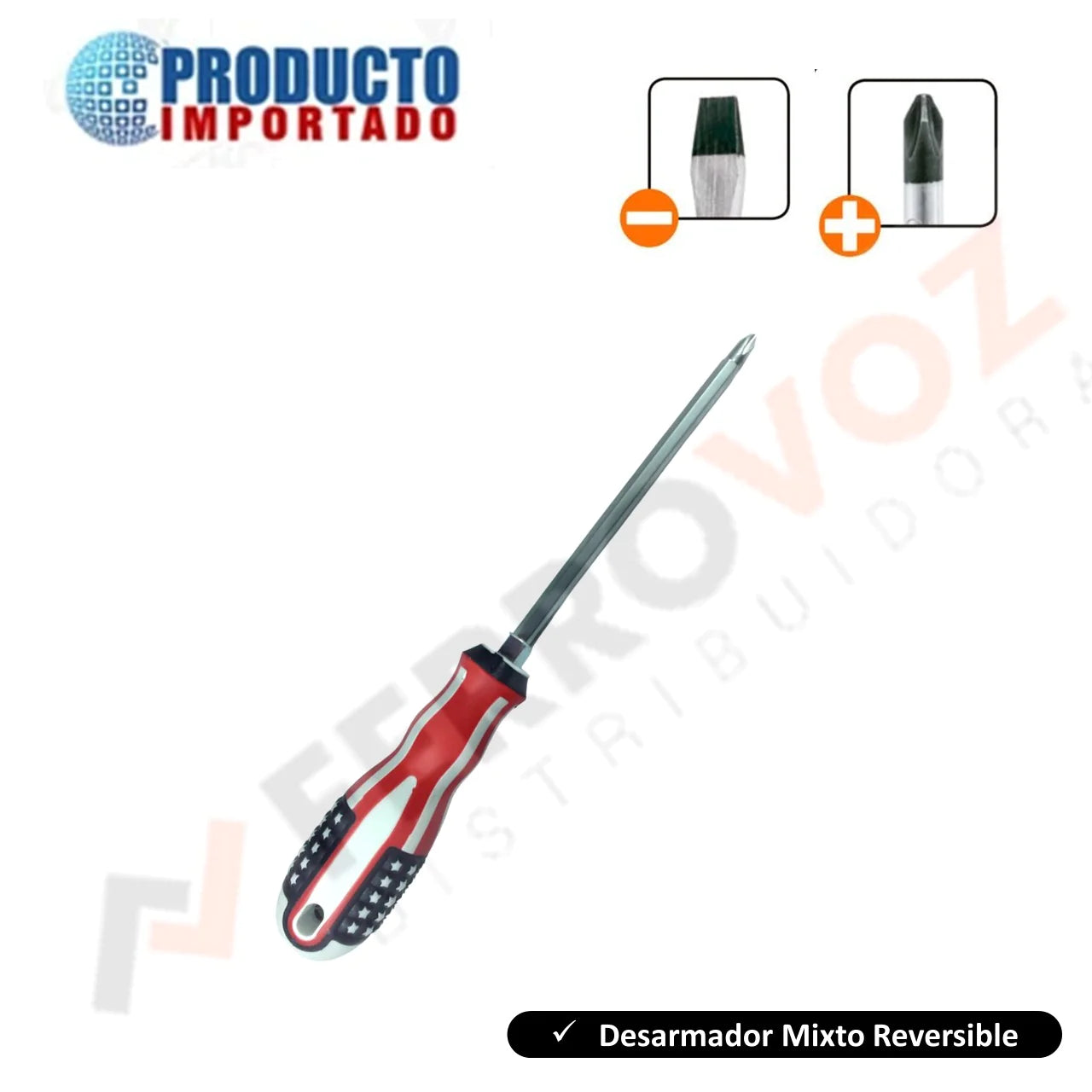 DESARMADOR MIXTO REVERSIBLE USO RUDO "AMERICANO"