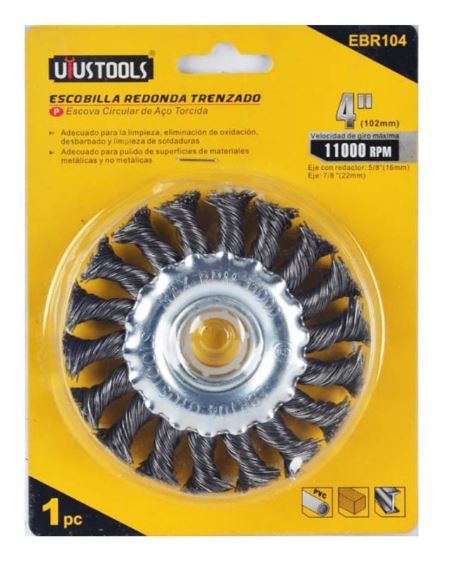 DISCO ESCOBILLA PLANA TRENZADA 4" " UYUSTOOLS"