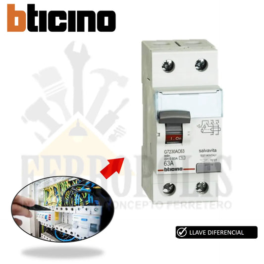 LLAVE DIFERENCIAL MONOFASICO 40A "BTICINO"