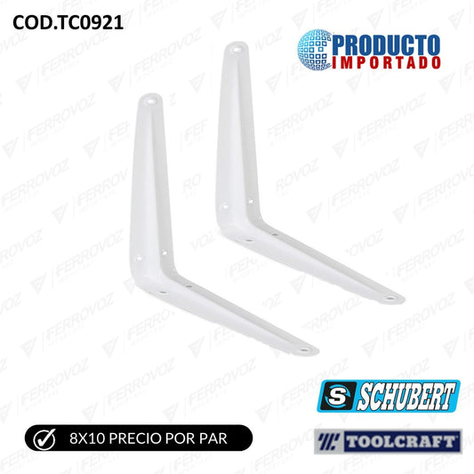 PAR DE ANGULO ESCUADRA BLANCO LIVIANO 10" X 12" (INC. TORNILLOS)