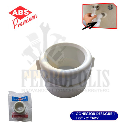 CONECTOR DESAGUE  1 1/2" - 2" "ABS"