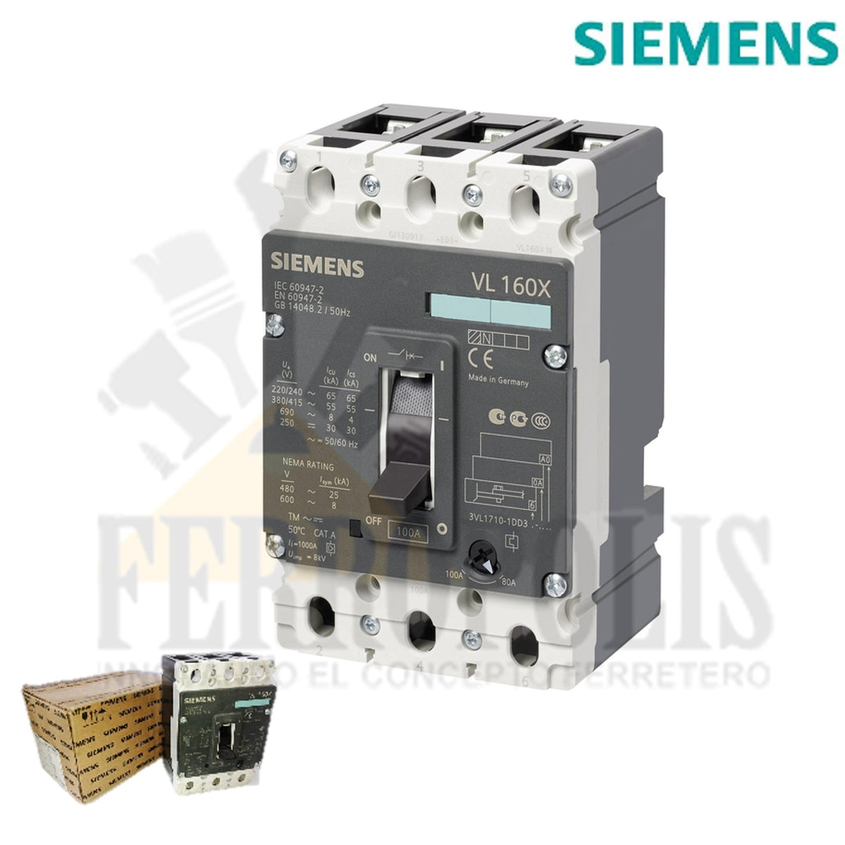 INTERRUPTORES TERMOMAGNÉTICOS MONTAJE EN RIEL  FUERZA SIEMENS