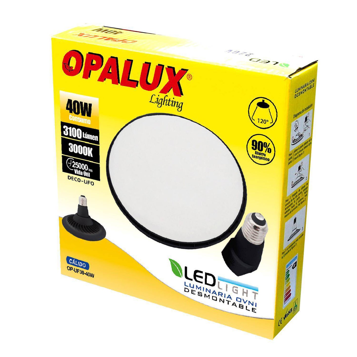 LUMINARIA OVNI DESMONTABLE 40 W  "OPALUX"