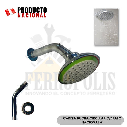 CABEZA DUCHA  CIRCULAR C/BRAZO NACIONAL 4"