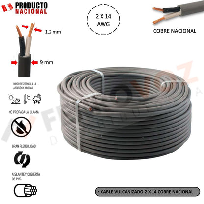 CABLE VULCANIZADOS 2 x 14 AWG "NACIONAL"  ( x 100 mts )