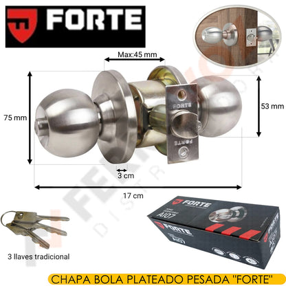 CHAPA BOLA PLATEADO PESADA "FORTE"