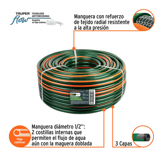 MANGUERA 3/4" 3 CAPAS EN ROLLO DE 100MT TRUPER