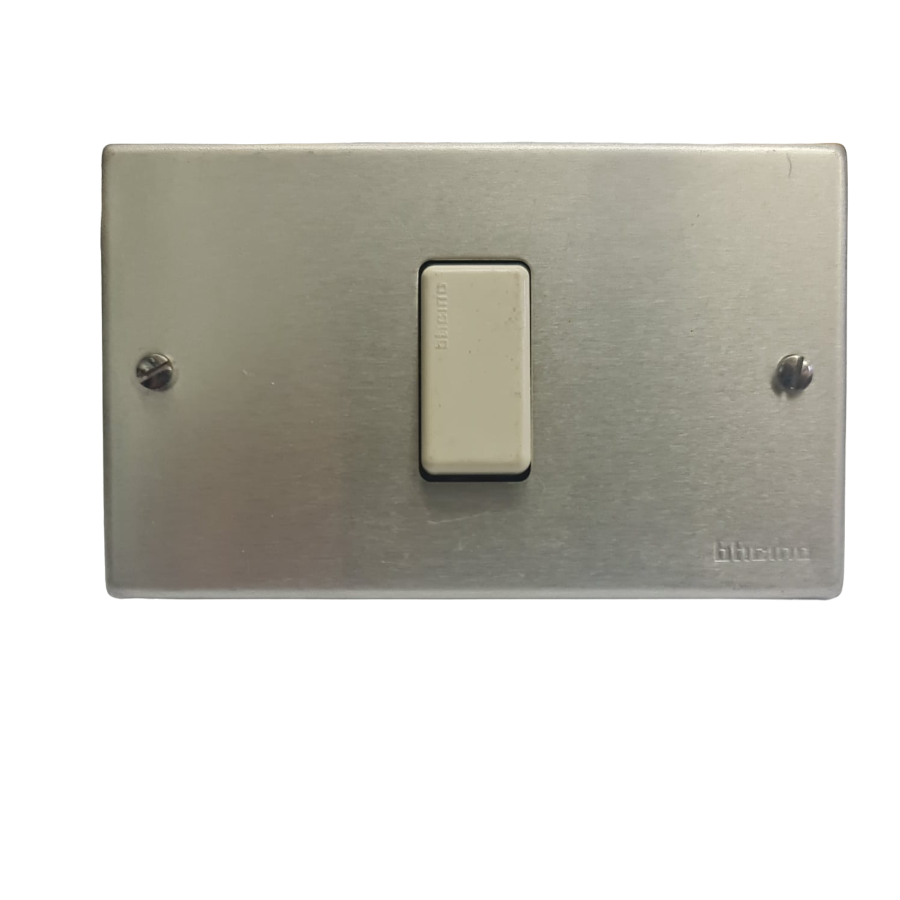 INTERRUPTO SIMPLE acero  9/12  PLATEADO "BTICINO "