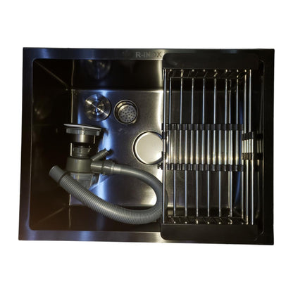 LAVADERO COCINA NEGRO ACERO INOX  ≈ 60 X 46 CM  "R-INOX"