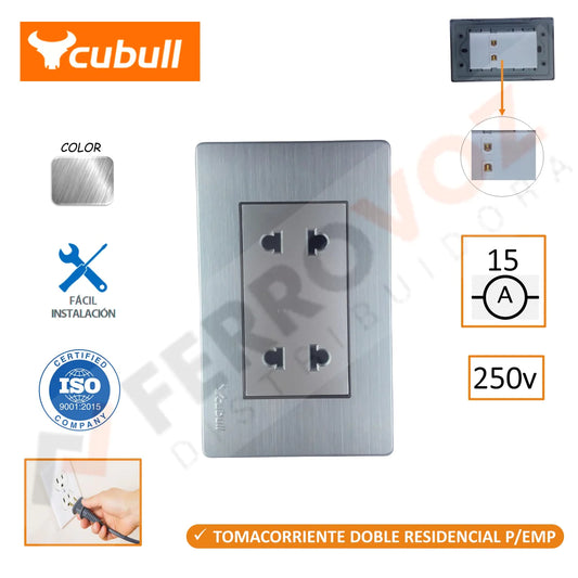 TOMACORRIENTE DOBLE RESIDENCIAL P/ EMPOTRAR