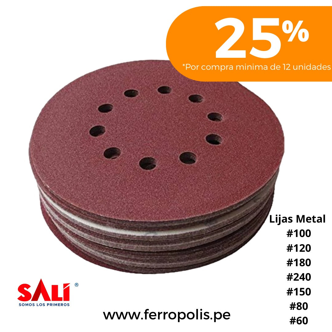 REPUESTOS LIJA REDONDA 9" 215mm GRANO # 100 uso rudo certificada