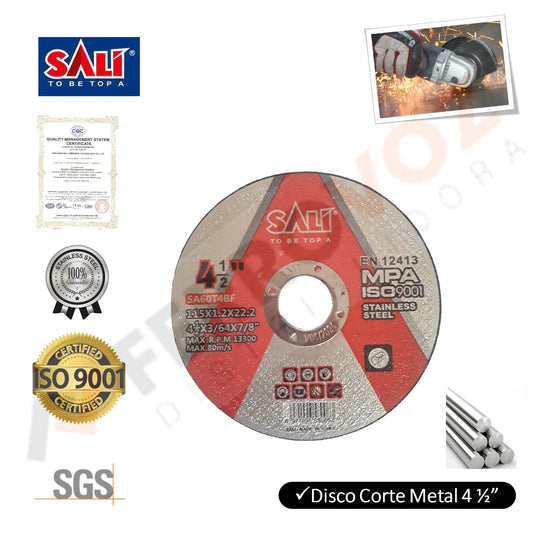 DISCO CORTE METAL INOX ROJO 4"1/2 CERTIFICADO USO INDUSTRIAL