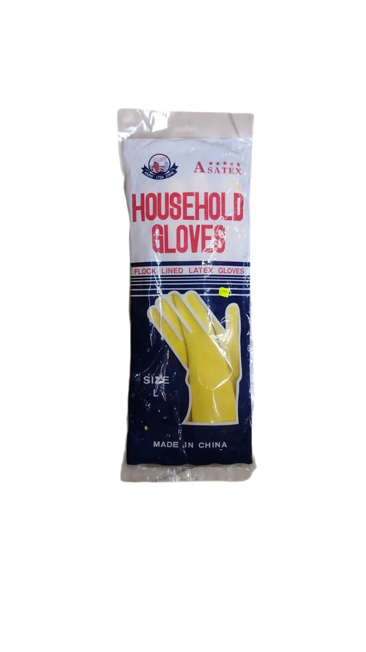 GUANTES JEBE LAVAR ROPA DOMESTICO CALIBRE #22 TALLA "L" "ASATEX"