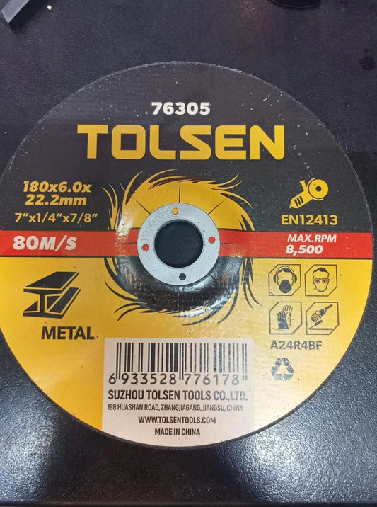 DISCO DESBASTE METAL 7" "TOLSEN"