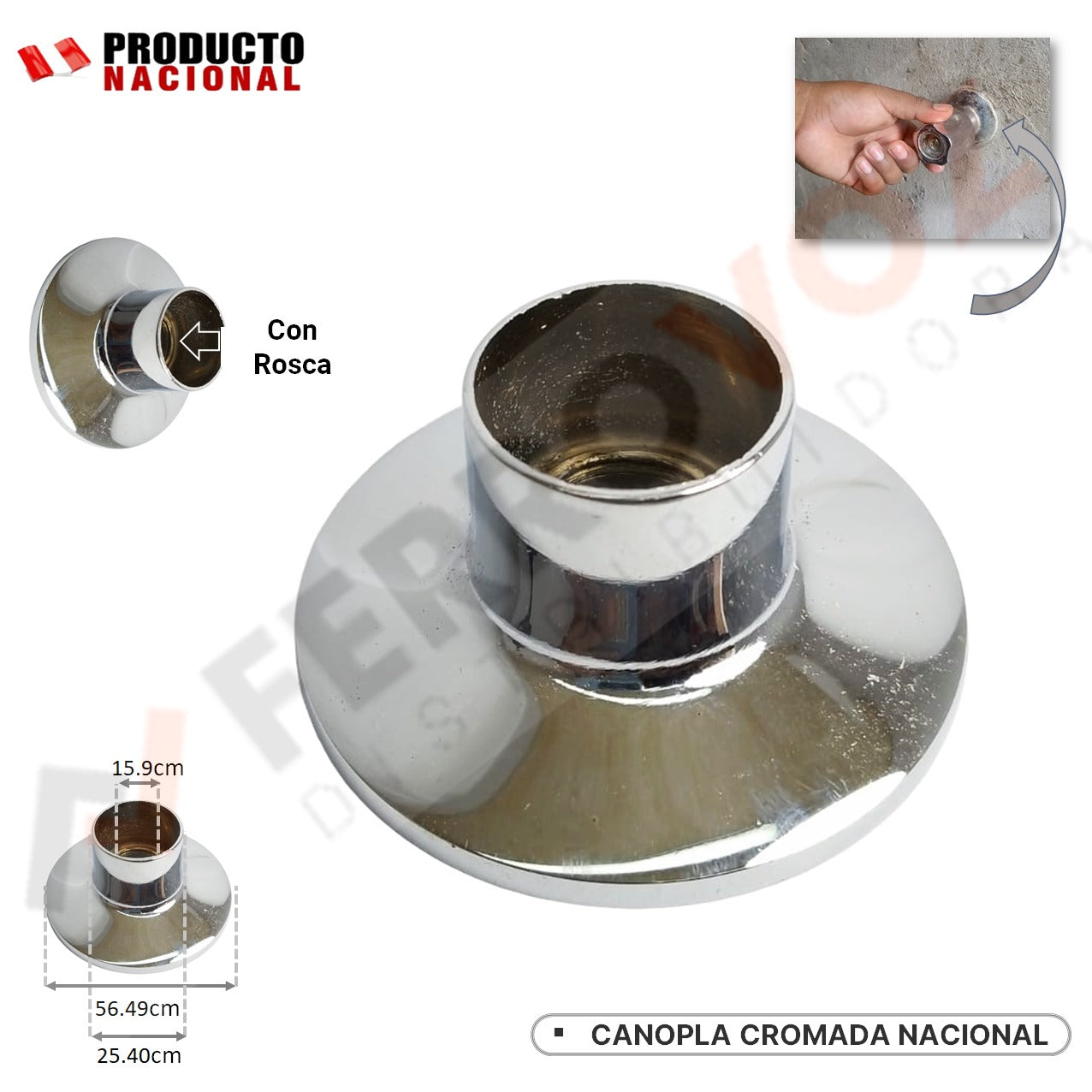 CANOPLA CROMADA ARO DELGADO 3/8" NACIONAL