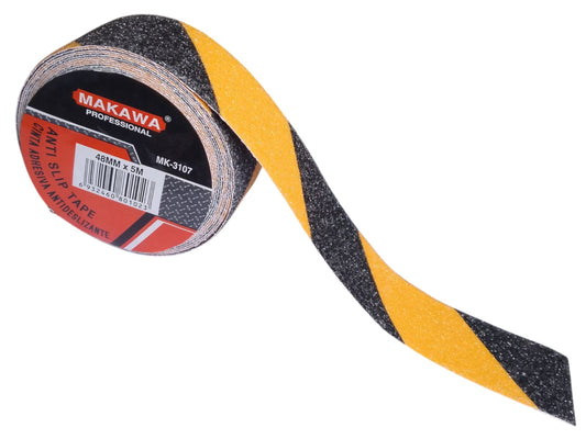 CINTA ANTIDESLIZANTE NEGRO/AMARILLO 48MM X 5MTS "MAKAWA"