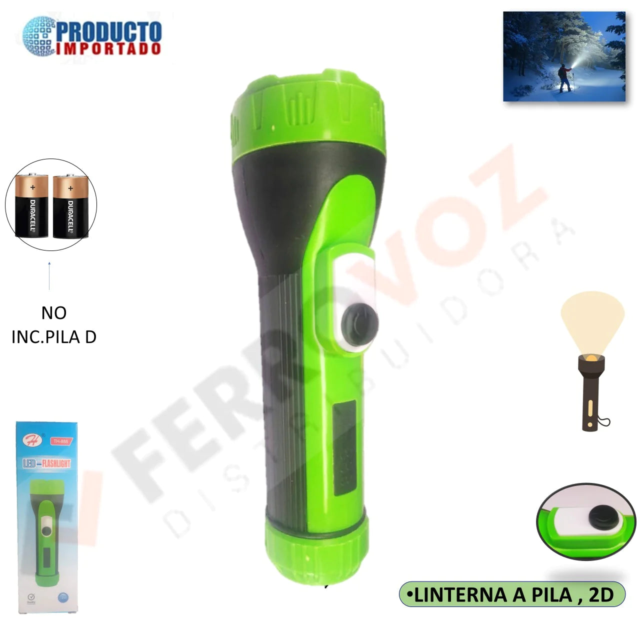 LINTERNA PLASTICO PILA 2D