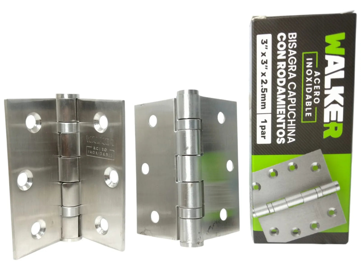 BISAGRA CAPUCHINA C/RODAJE 3" X 3" X 2.5MM ACERO INOX. (1PAR)