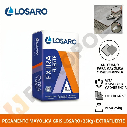 PEGAMENTO MAYOLICA GRIS LOSARO  (25Kg) extrafuerte
