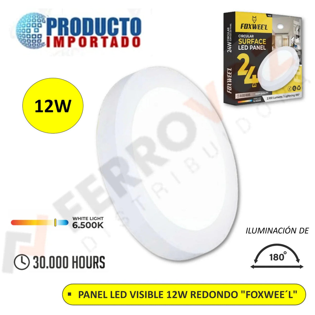 Panel Led Peru PANEL LED VISIBLE 12W REDONDO