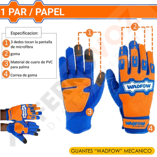 GUANTES MECANICO MICROFIBRA XL (X PAR) "WADFOW"