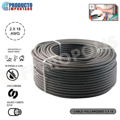 CABLE VULCANIZADOS 2 x 18 AWG IMPORTADO ( X 100 MTS )