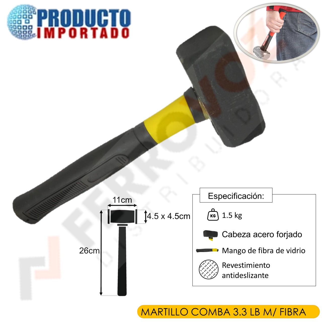 MARTILLO COMBA 3.3 LB M/ FIBRA